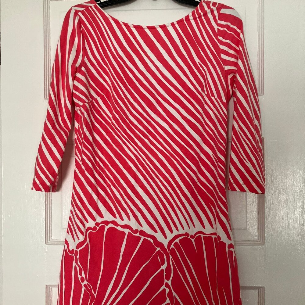 Lilly Pulitzer Topanga Stretch Cotton Shimmy Shell Seashell Coral Dress M